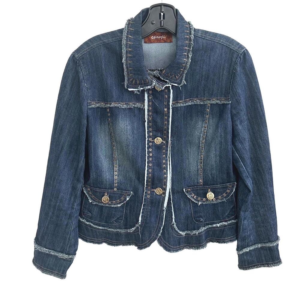 Chagall Women Distressed & Embellished Denim Jacket - M